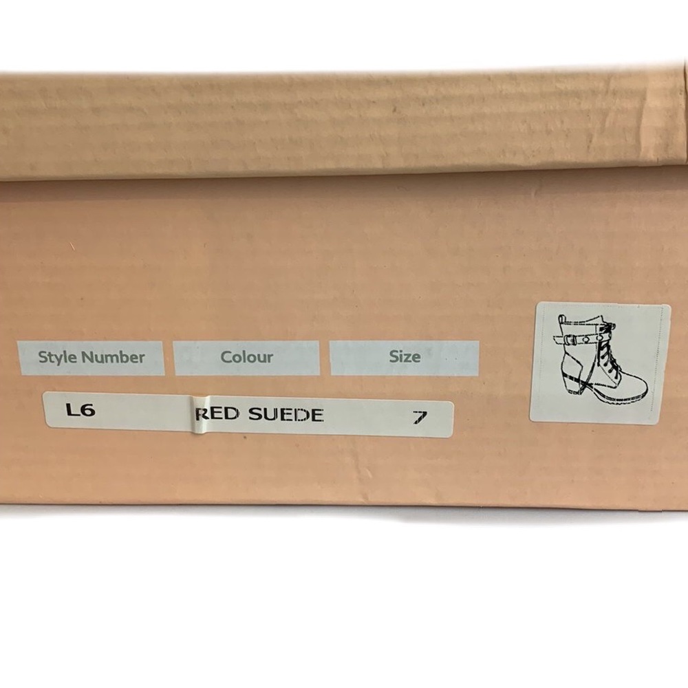 Koi Animal Friendly Suede Lace Up Zipper Rubber Sole Biker Ankle Boots Red - Picture 7 of 8